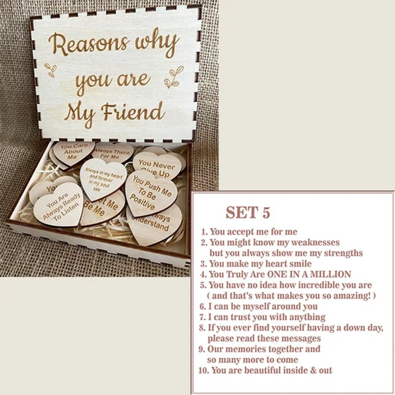 π(49% OFF)πWhy You Are My Friend Wooden Box and Heart Tokens