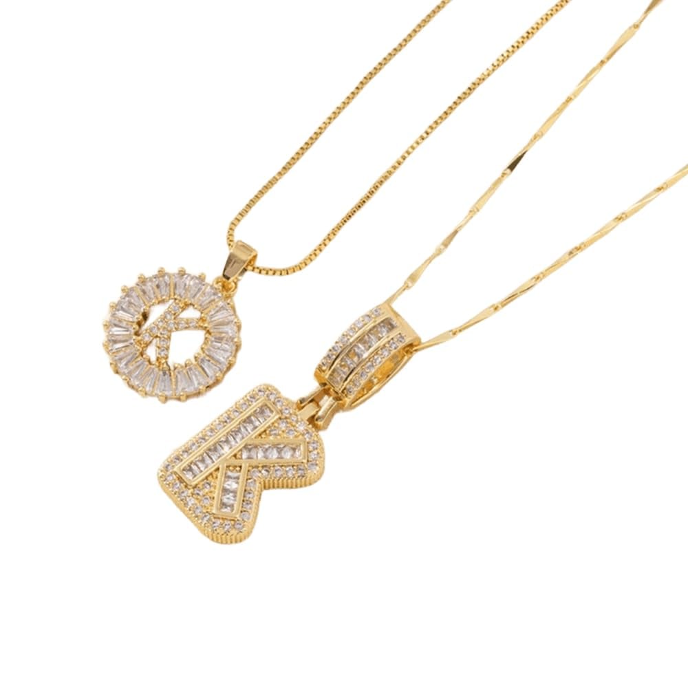 Initial Letter Pendant Necklaces -2 Pack
