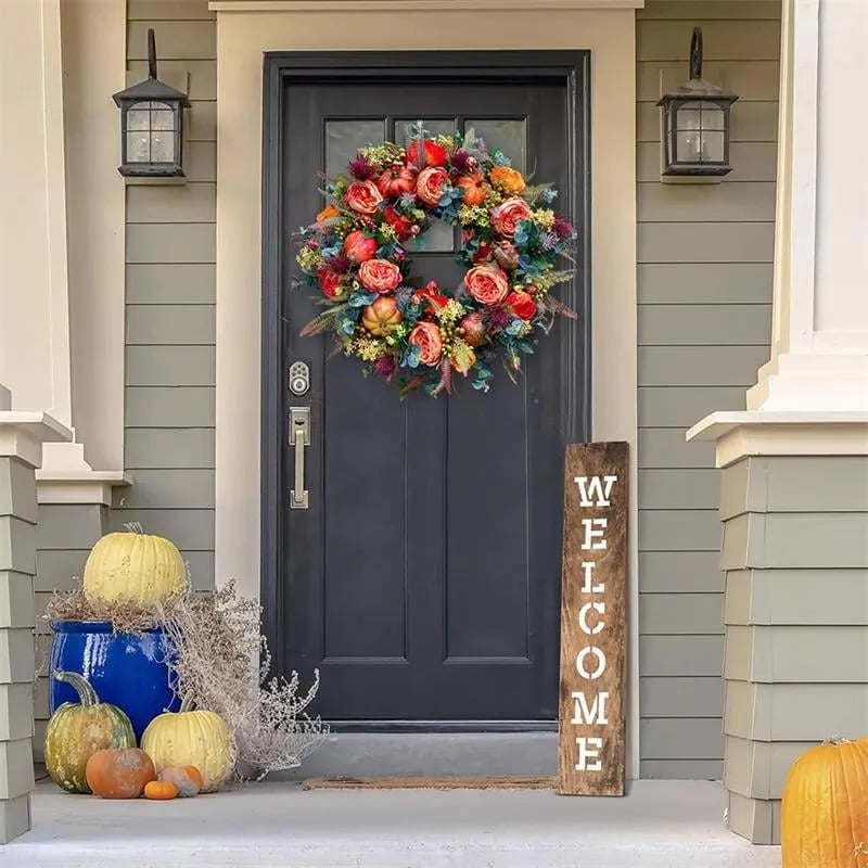 💖🔥FALL PEONY AND PUMPKIN WREATH - YEAR ROUND WREATH -💖🔥
