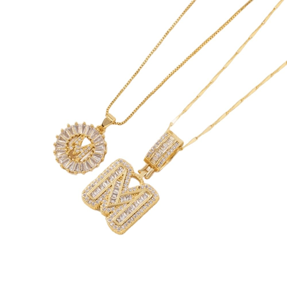 Initial Letter Pendant Necklaces -2 Pack