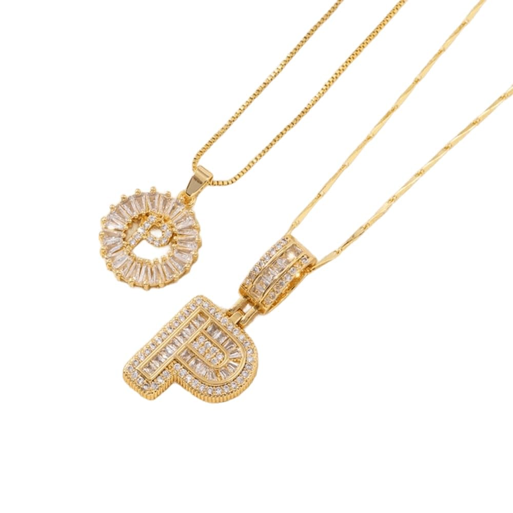 Initial Letter Pendant Necklaces -2 Pack