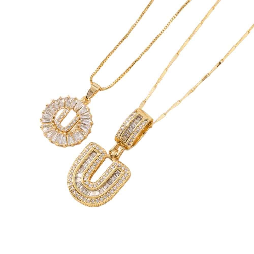 Initial Letter Pendant Necklaces -2 Pack