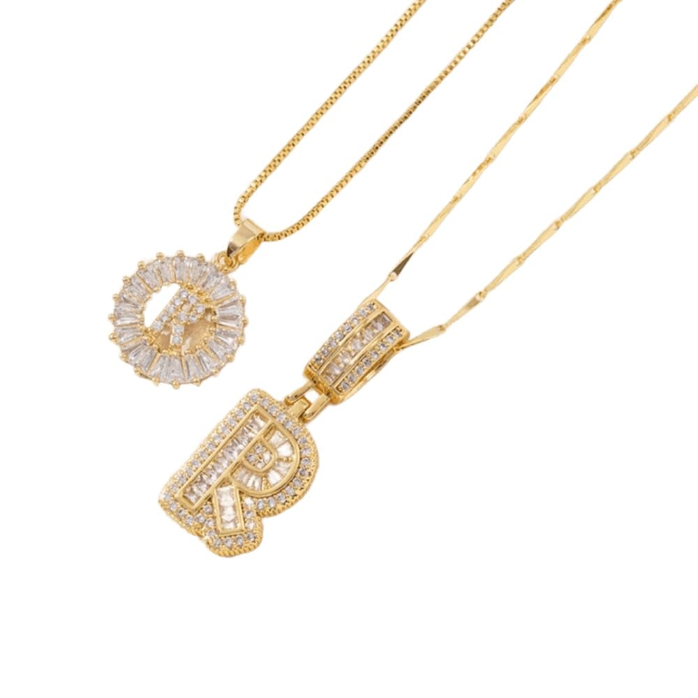 Initial Letter Pendant Necklaces -2 Pack