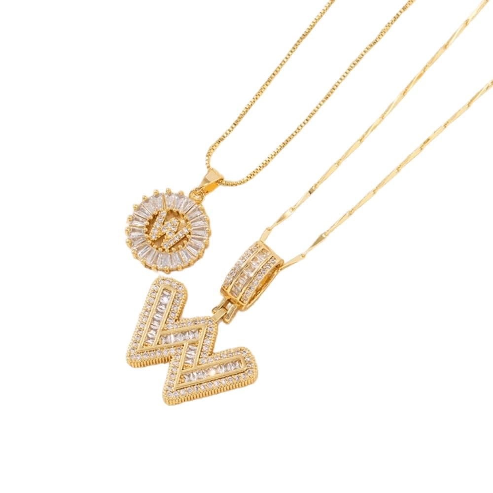 Initial Letter Pendant Necklaces -2 Pack