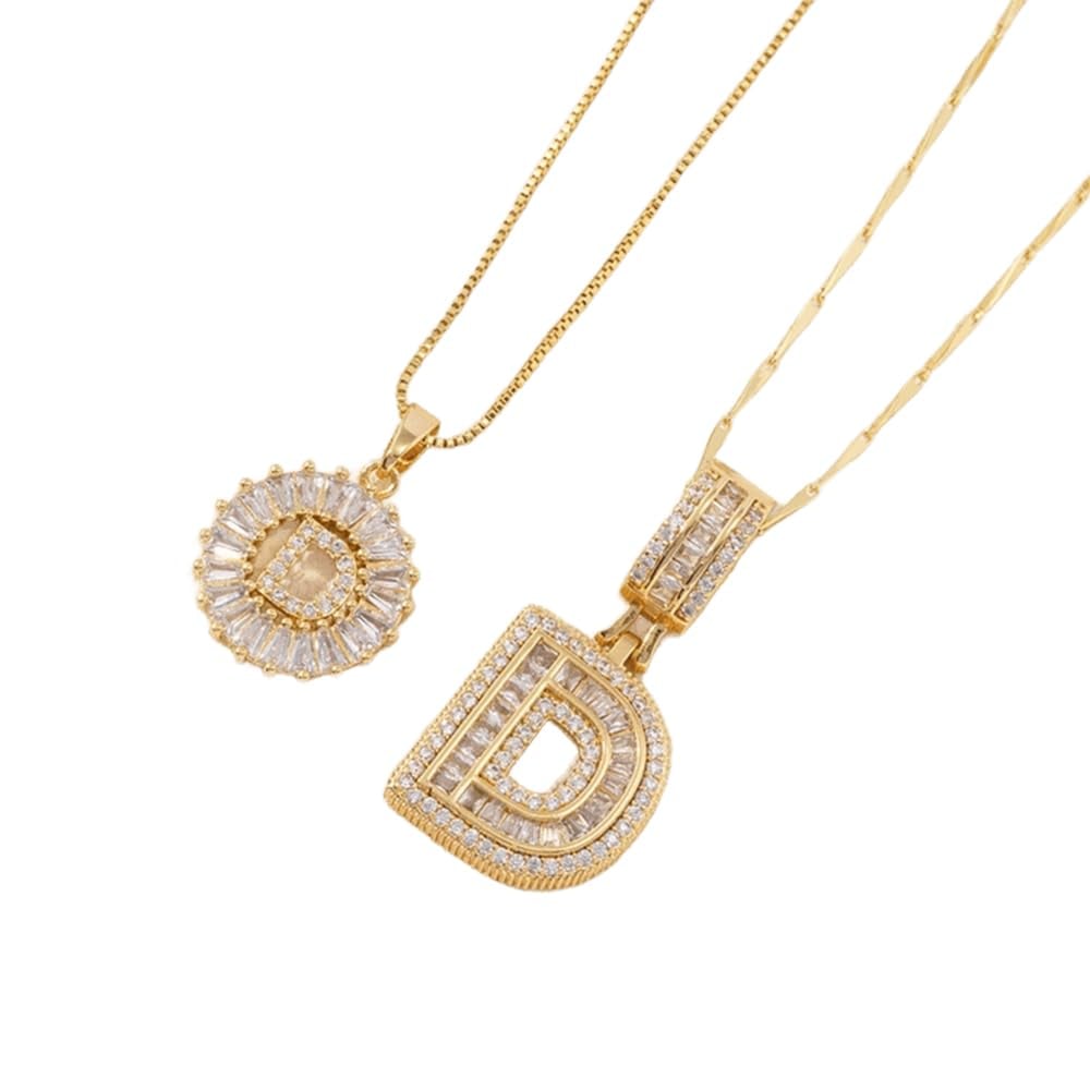 Initial Letter Pendant Necklaces -2 Pack