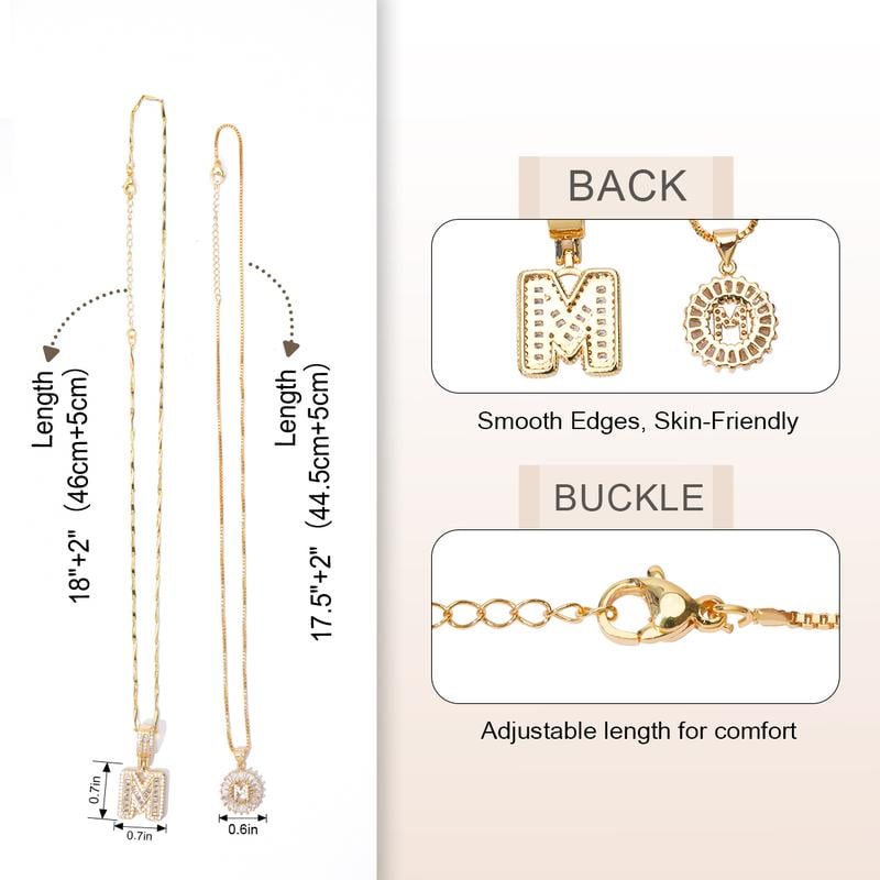 Initial Letter Pendant Necklaces -2 Pack
