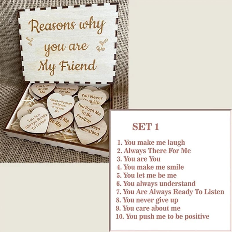 π(49% OFF)πWhy You Are My Friend Wooden Box and Heart Tokens