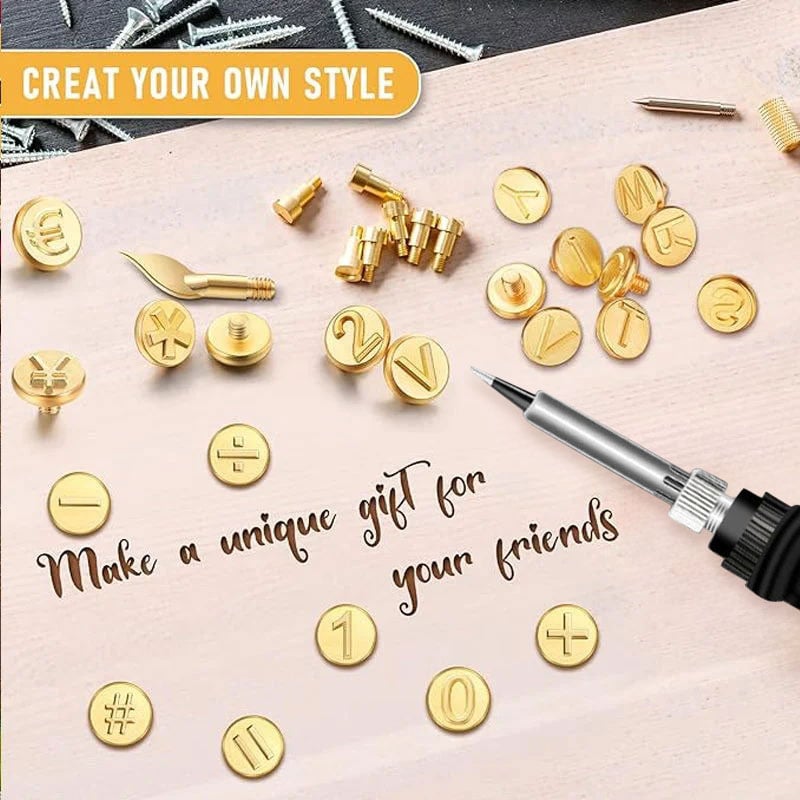 π26 Letters Copper Mold βDIY Wood Burning/Carving Set