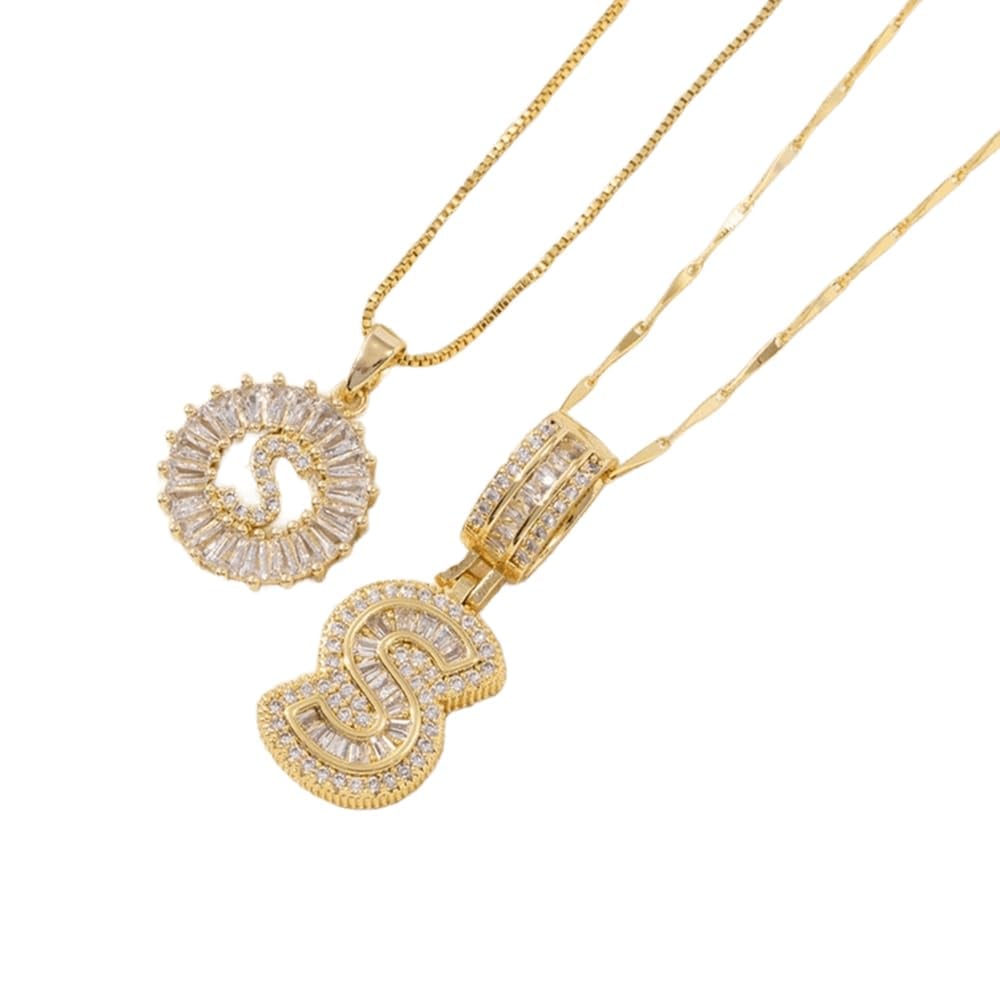 Initial Letter Pendant Necklaces -2 Pack