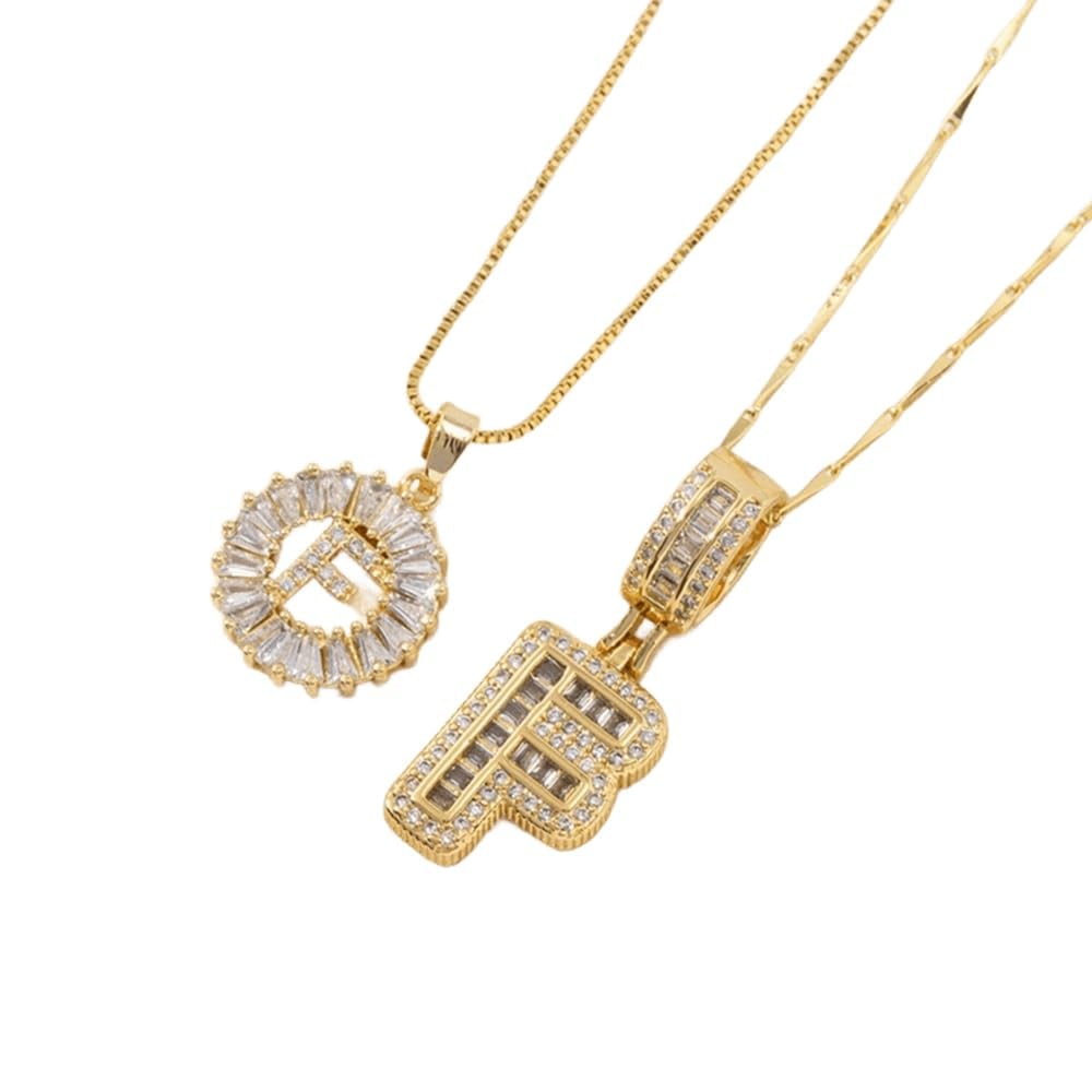 Initial Letter Pendant Necklaces -2 Pack