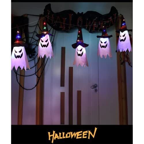 đź‘»Glowing Ghost Witch Hat Halloween Decorations - Outdoor Hanging Lighted Decor