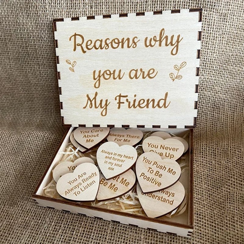 π(49% OFF)πWhy You Are My Friend Wooden Box and Heart Tokens