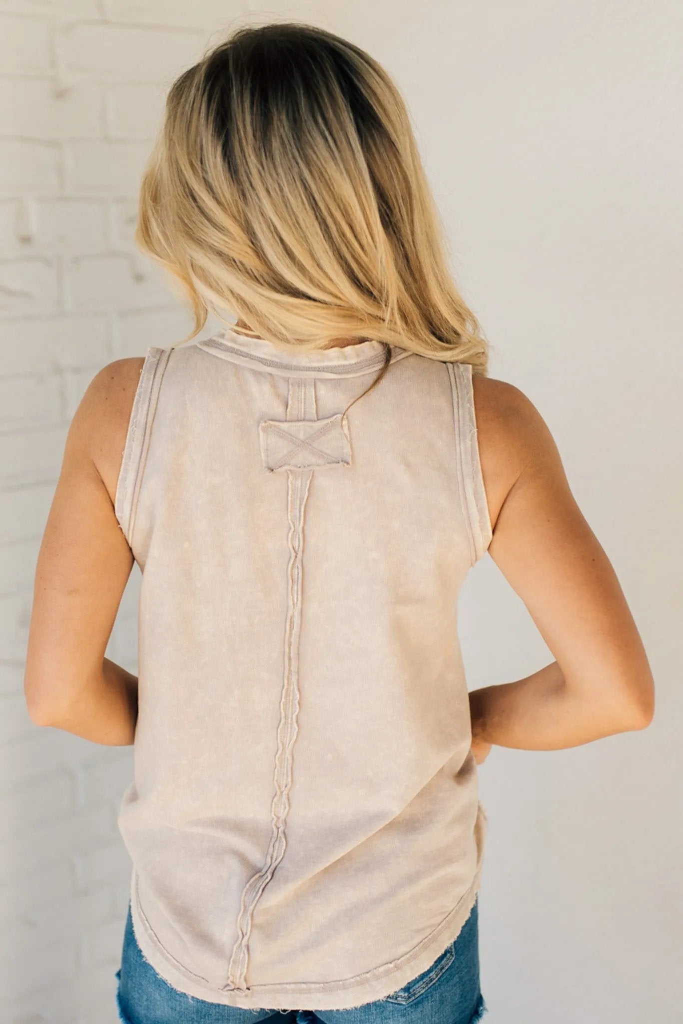 š„SUMMER HOTš„BUTTON MIX WASHED HENLEY TANK(49% OFF TODAY!!!)