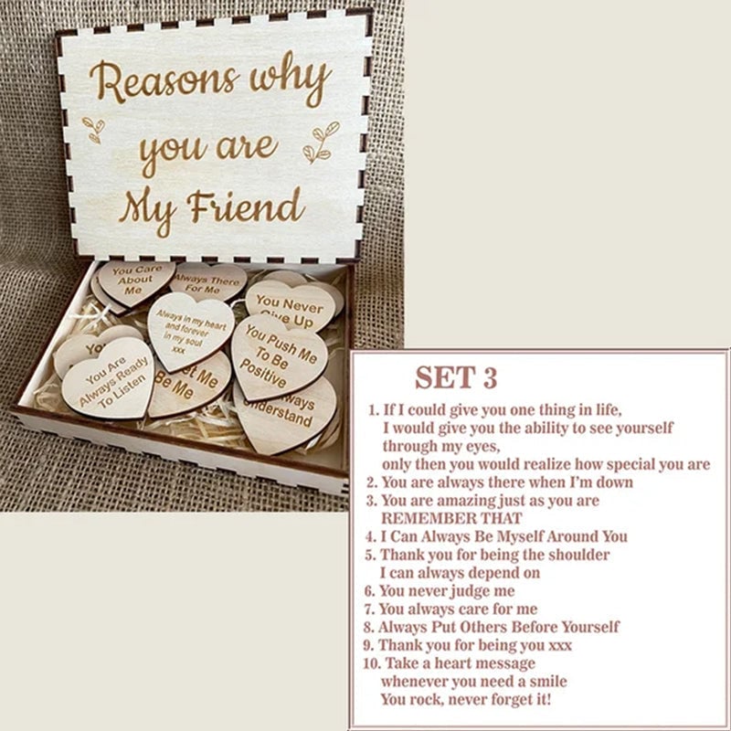 π(49% OFF)πWhy You Are My Friend Wooden Box and Heart Tokens