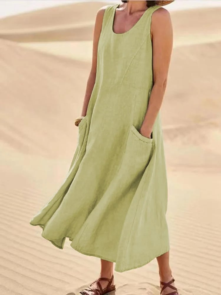 🔥Women's Sleeveless Cotton And Linen Dress
