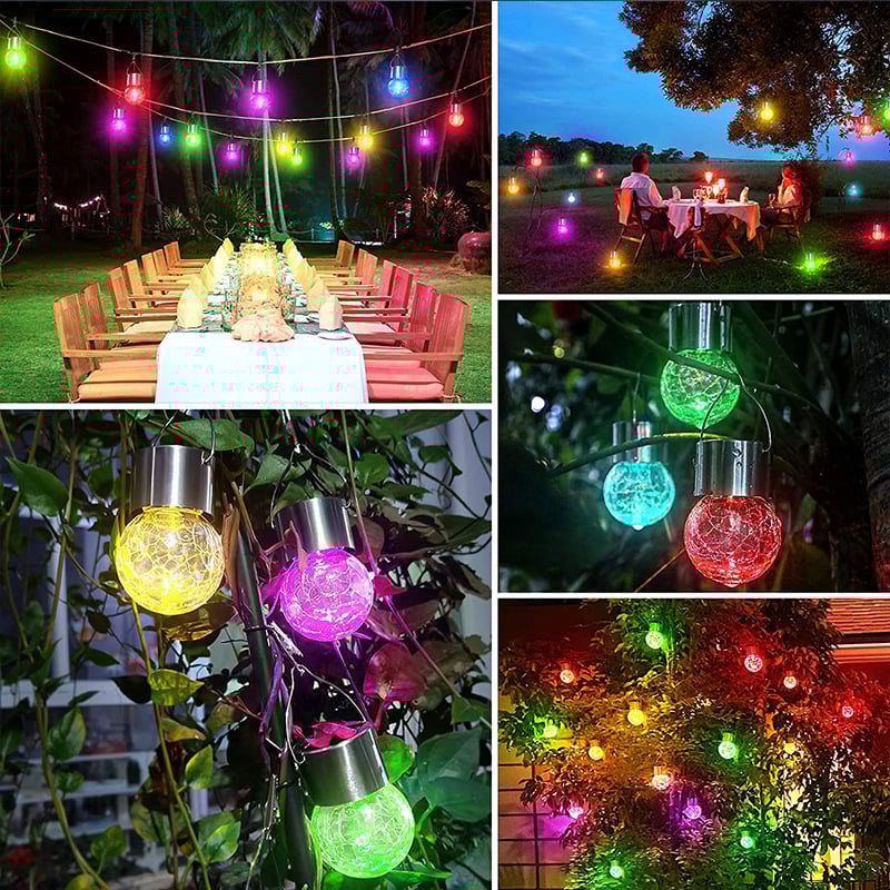 🔥🔥Multicolor Crackle Glass Hanging Solar Lights