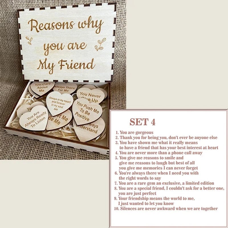 π(49% OFF)πWhy You Are My Friend Wooden Box and Heart Tokens