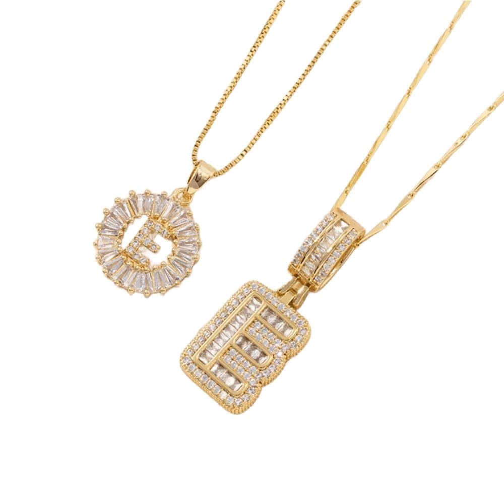 Initial Letter Pendant Necklaces -2 Pack