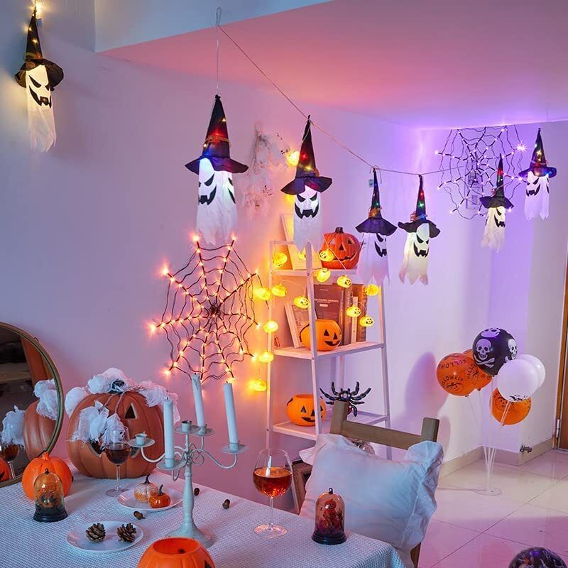 đź‘»Glowing Ghost Witch Hat Halloween Decorations - Outdoor Hanging Lighted Decor