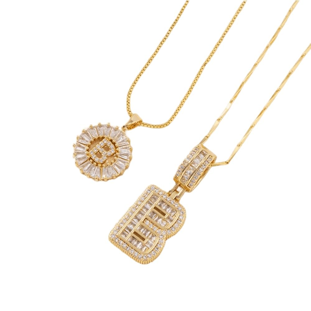 Initial Letter Pendant Necklaces -2 Pack