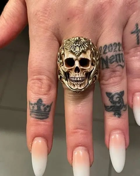 đź’€Vintage Polish Floral Armor Antler Skull Ring