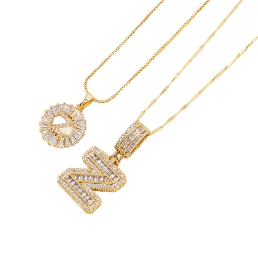 Initial Letter Pendant Necklaces -2 Pack