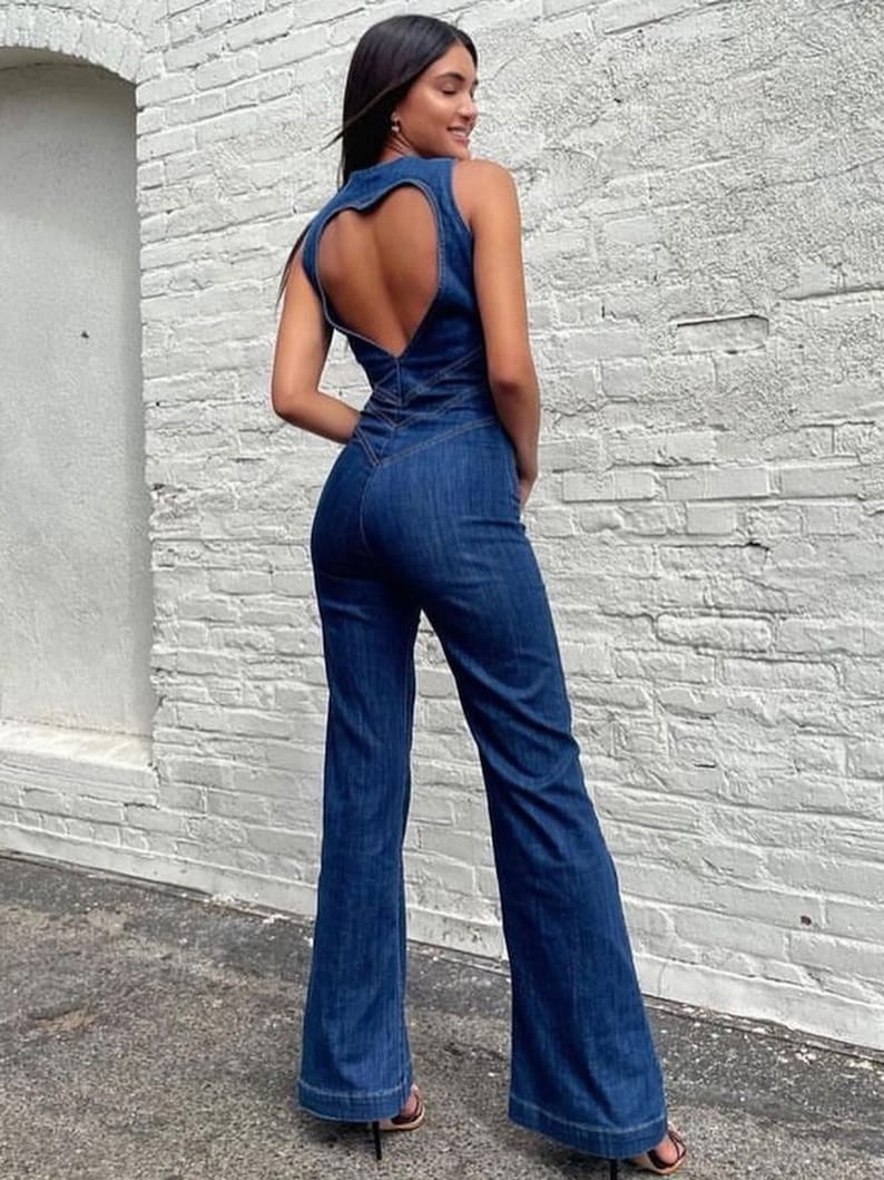 🔥🔥🔥Backless Heart Cutout Denim Jumpsuit For Women