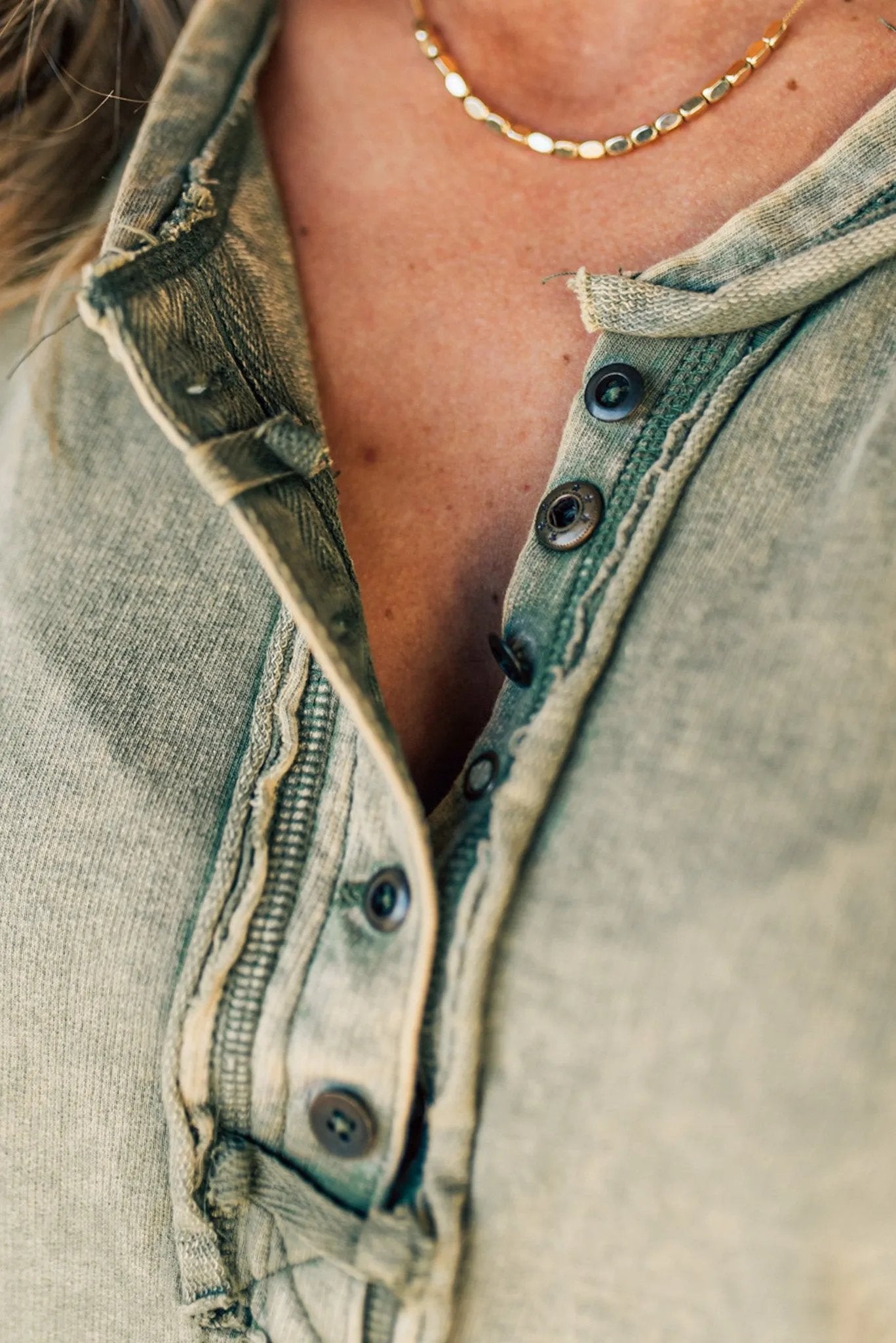 š„SUMMER HOTš„BUTTON MIX WASHED HENLEY TANK(49% OFF TODAY!!!)
