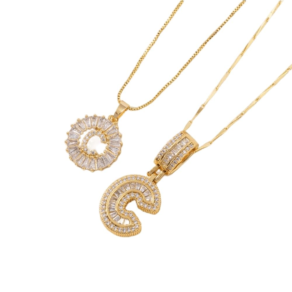 Initial Letter Pendant Necklaces -2 Pack