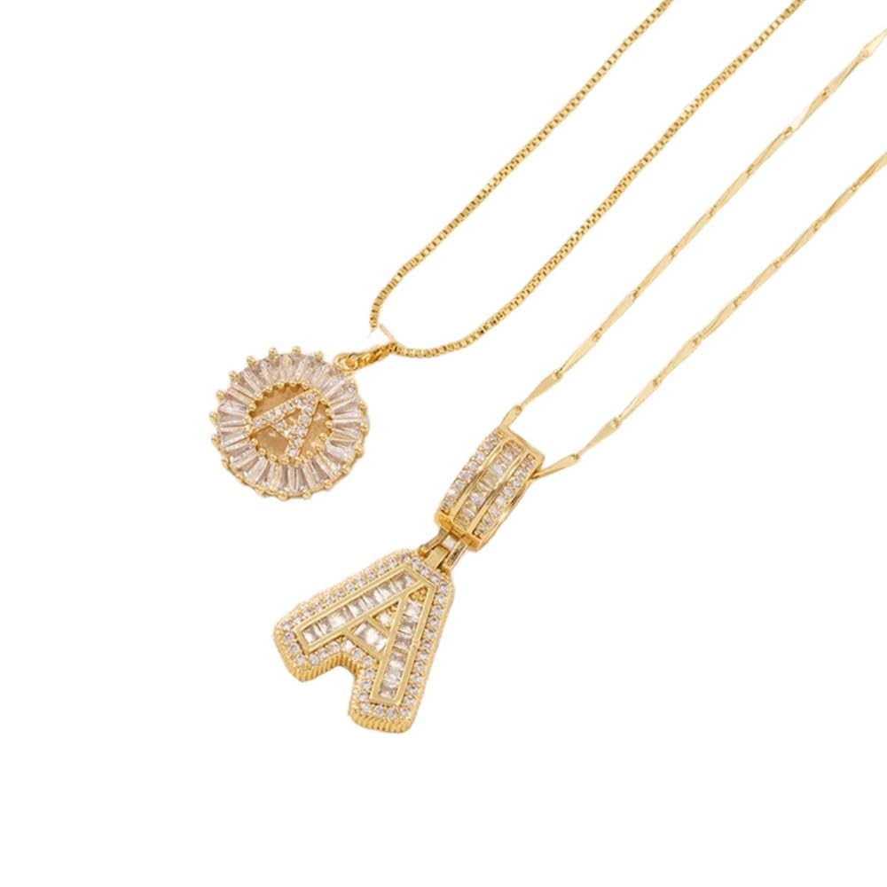 Initial Letter Pendant Necklaces -2 Pack