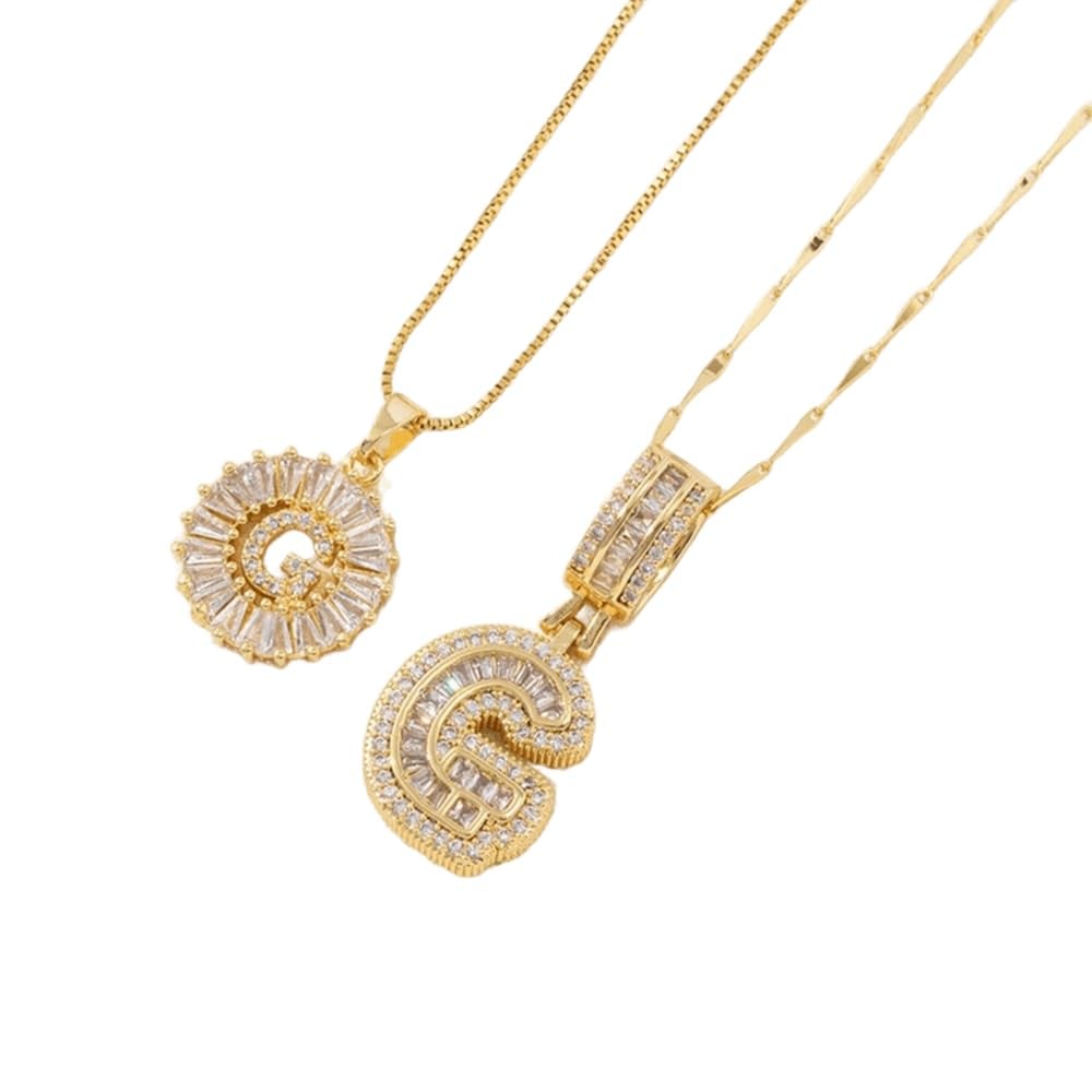Initial Letter Pendant Necklaces -2 Pack