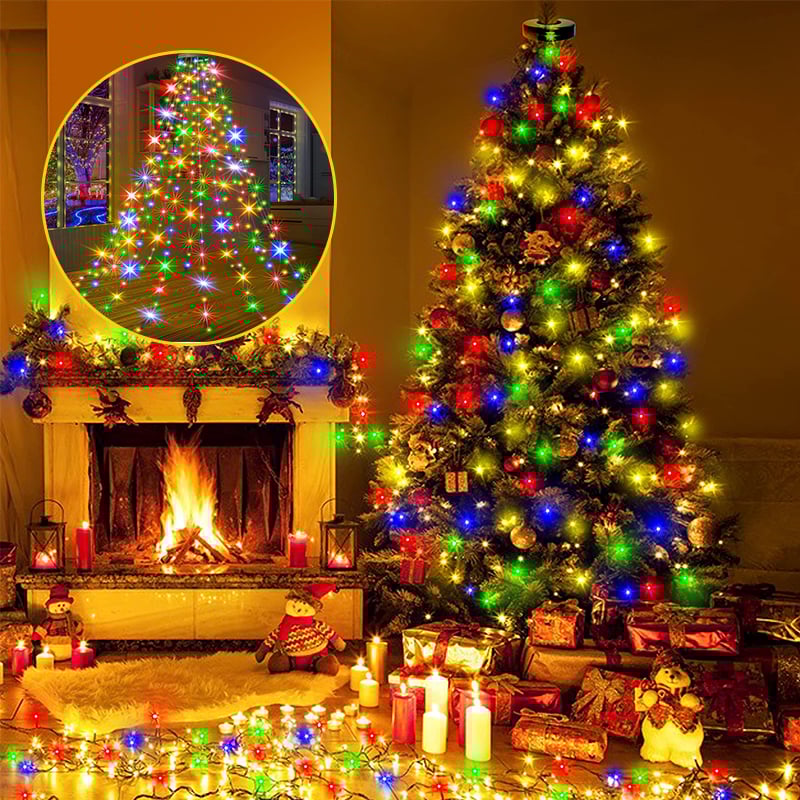 🎄Christmas Tree Waterfall Lights with Ring