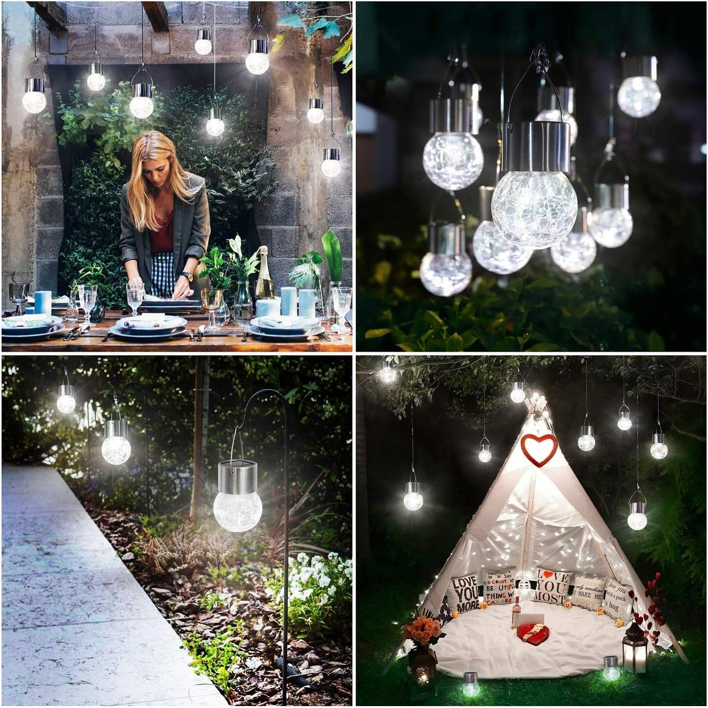 🔥🔥Multicolor Crackle Glass Hanging Solar Lights