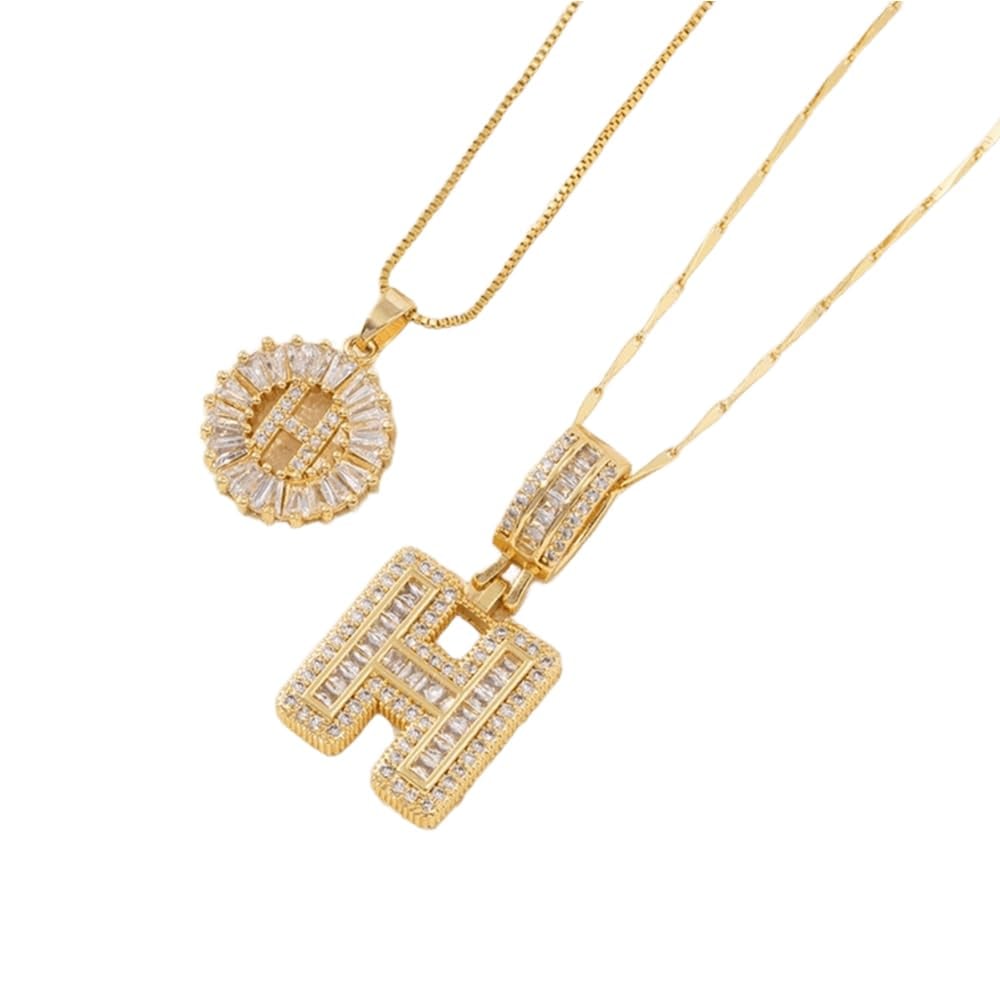 Initial Letter Pendant Necklaces -2 Pack