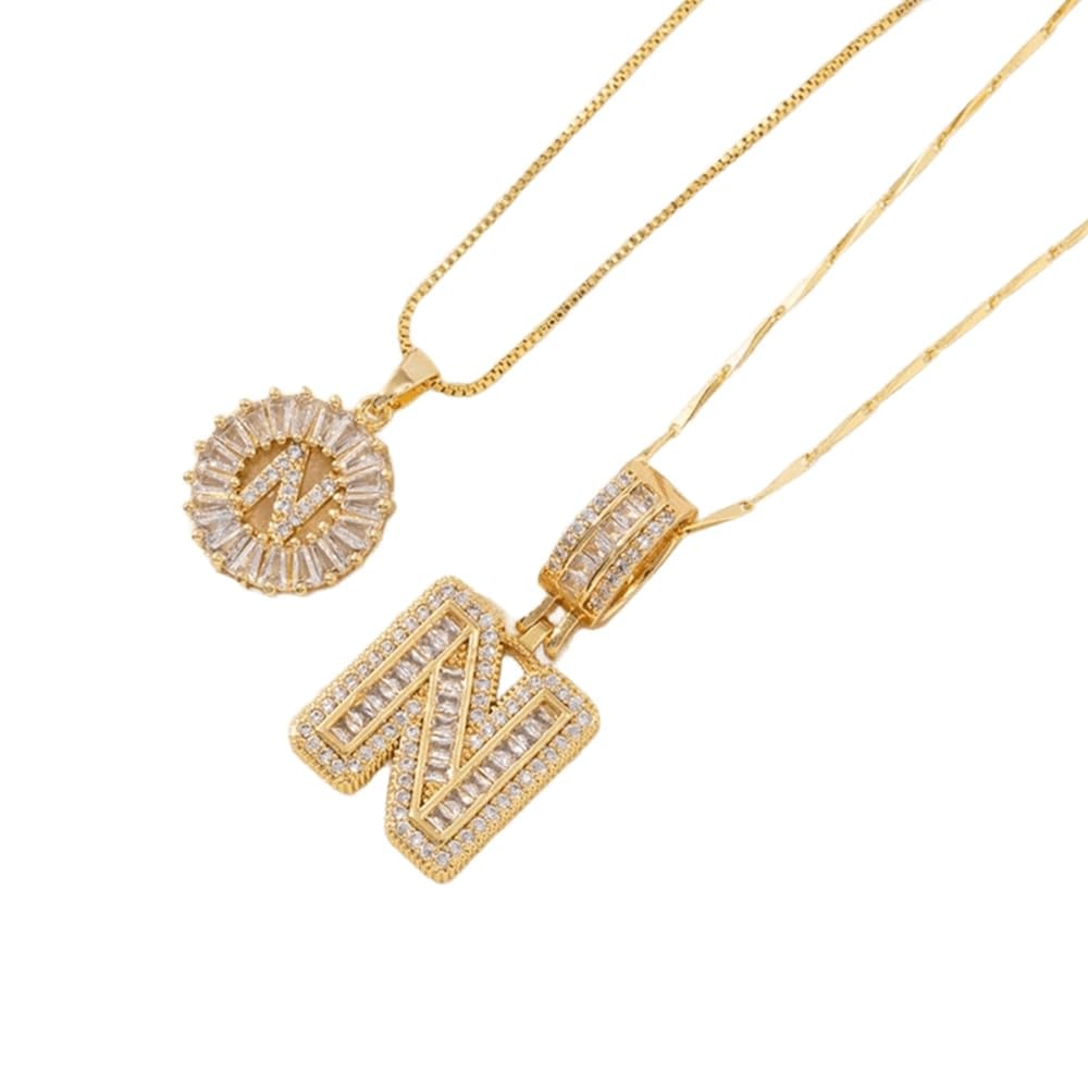 Initial Letter Pendant Necklaces -2 Pack