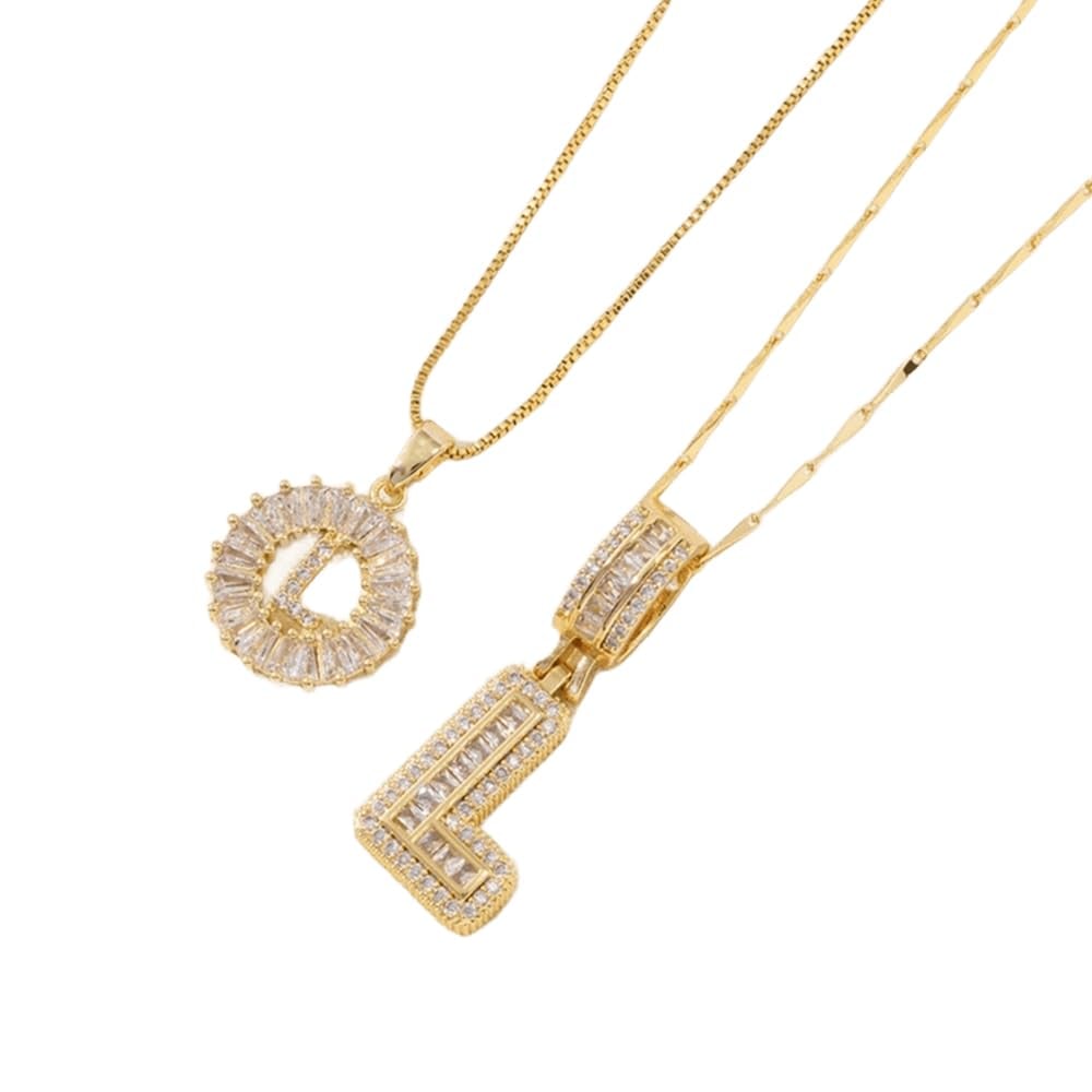 Initial Letter Pendant Necklaces -2 Pack