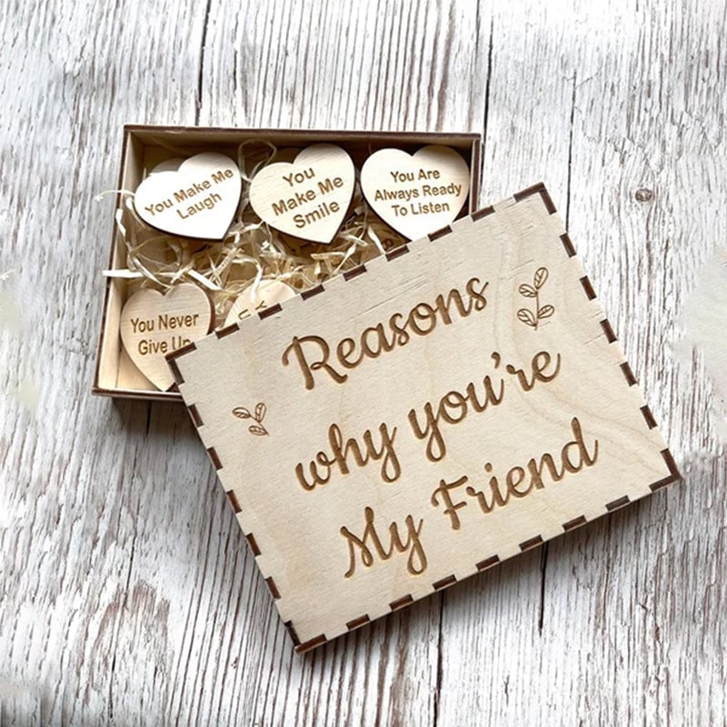 π(49% OFF)πWhy You Are My Friend Wooden Box and Heart Tokens