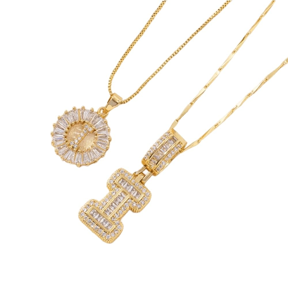 Initial Letter Pendant Necklaces -2 Pack