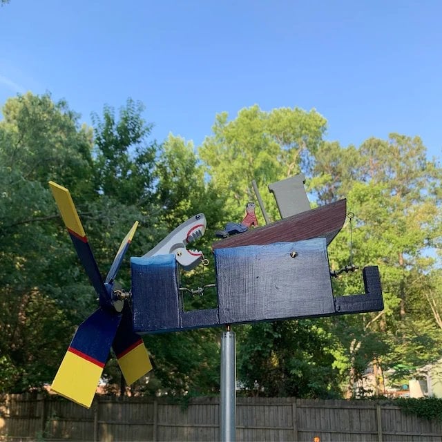Big Shark Disaster Whirligig - Funny Garden Decor