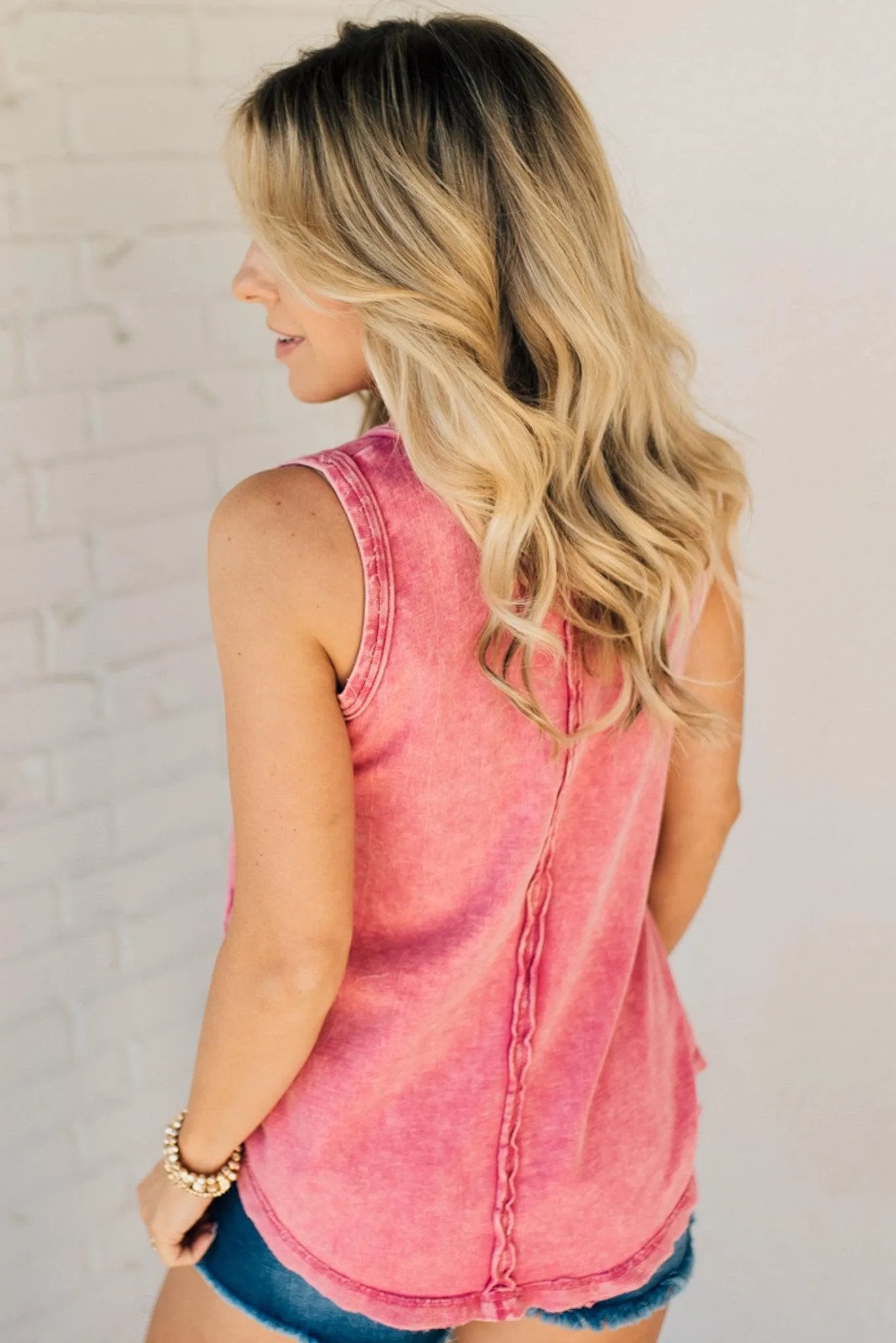 š„SUMMER HOTš„BUTTON MIX WASHED HENLEY TANK(49% OFF TODAY!!!)