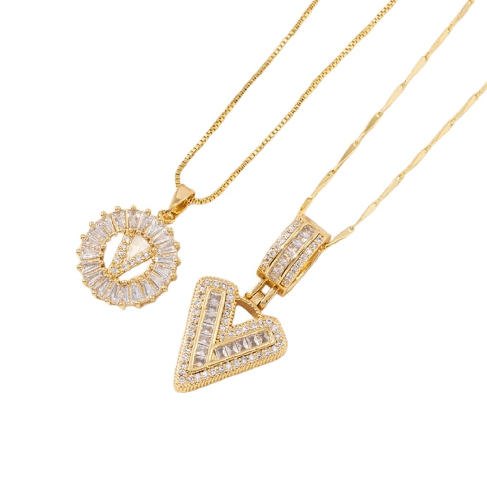 Initial Letter Pendant Necklaces -2 Pack