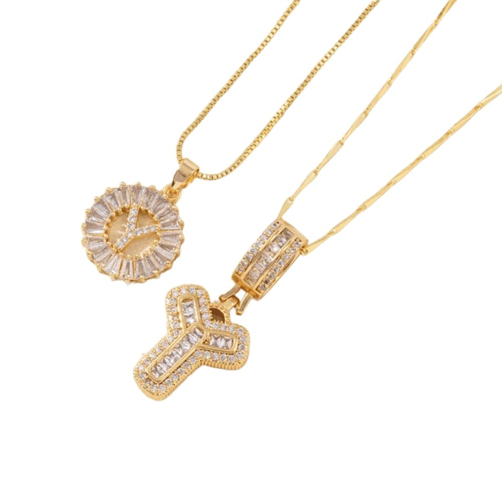 Initial Letter Pendant Necklaces -2 Pack