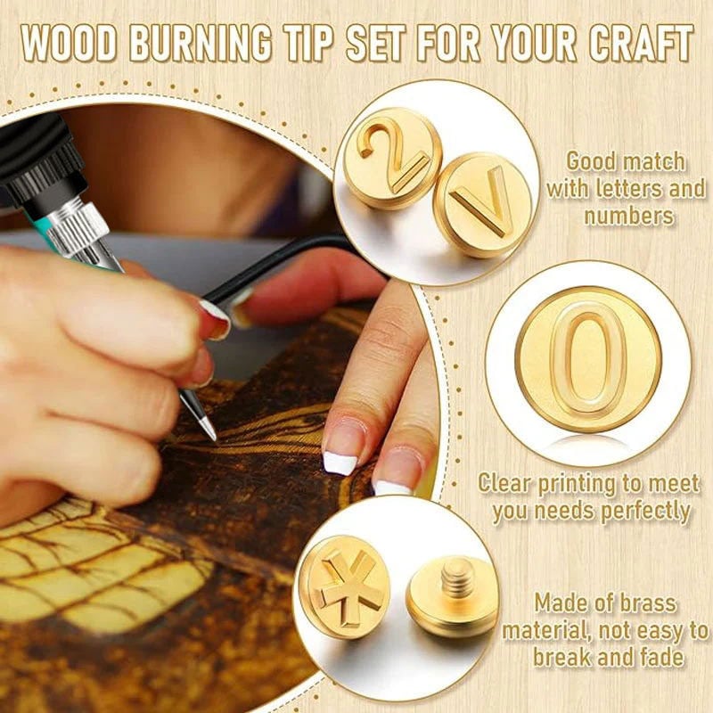 π26 Letters Copper Mold βDIY Wood Burning/Carving Set