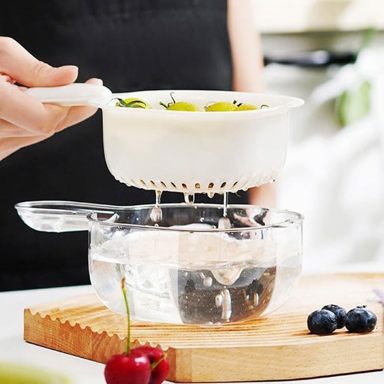 š„Kitchen Dual-Layer Draining Basket with Handle