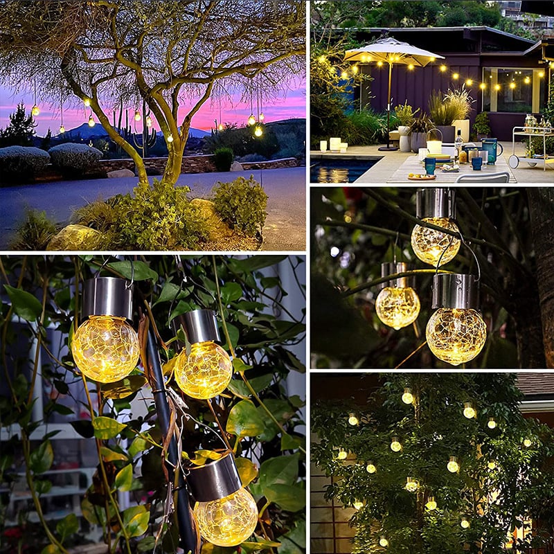 🔥🔥Multicolor Crackle Glass Hanging Solar Lights