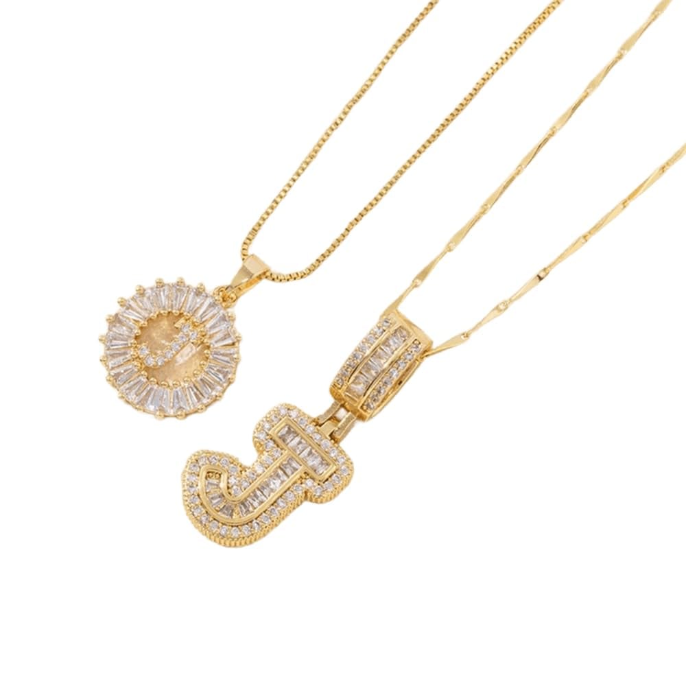 Initial Letter Pendant Necklaces -2 Pack