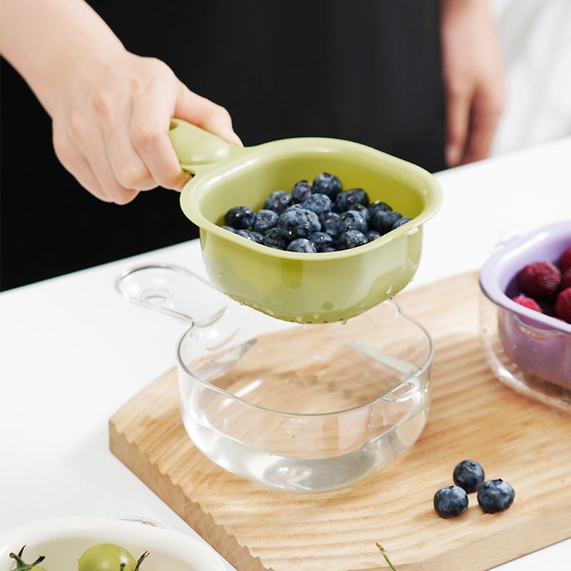 š„Kitchen Dual-Layer Draining Basket with Handle