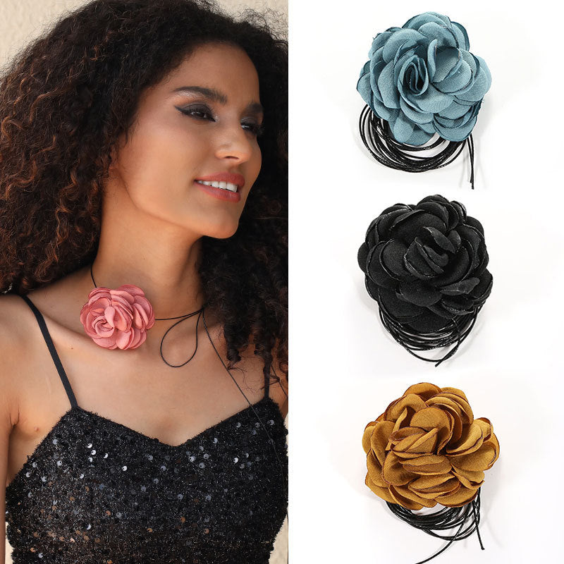 Fabric flower necklace