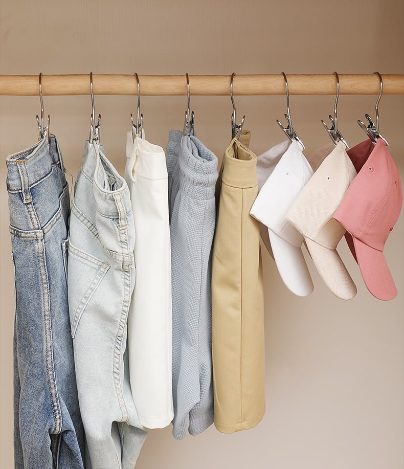 💥💥Anti-rust Clip Space-saving Clothespin Hat Pants Storage Hanging Travel Hook