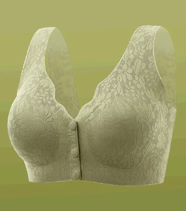 Plus Size Jacquard Lace Button Front Comfy Bra (Four piece set)